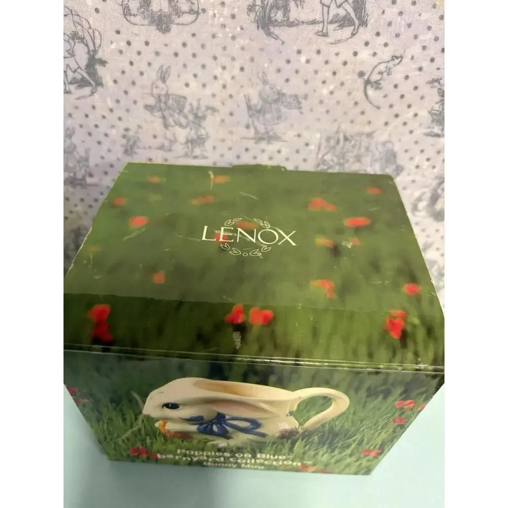 Lenox Poppies on Blue Barnyard Collection Bunny Rabbit Ceramic Mug With Box - Picture 2 of 7
